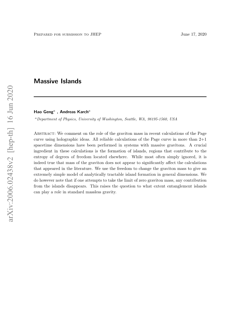 Arxiv:2006.02438V2 [Hep-Th] 16 Jun 2020 Contents