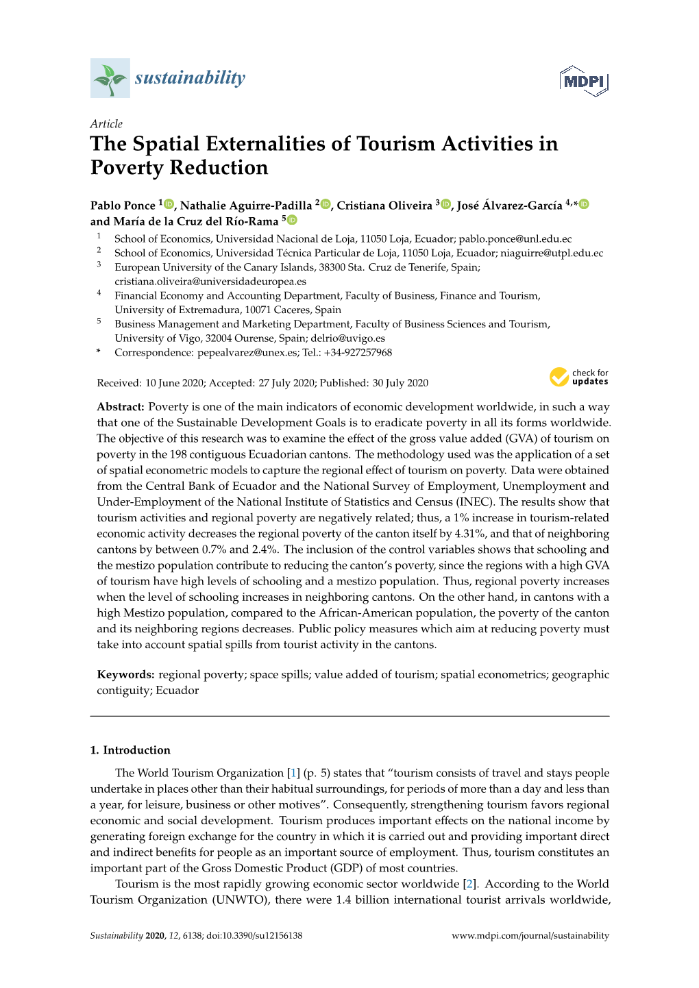 The Spatial Externalities of Tourism Activities in Poverty Reduction