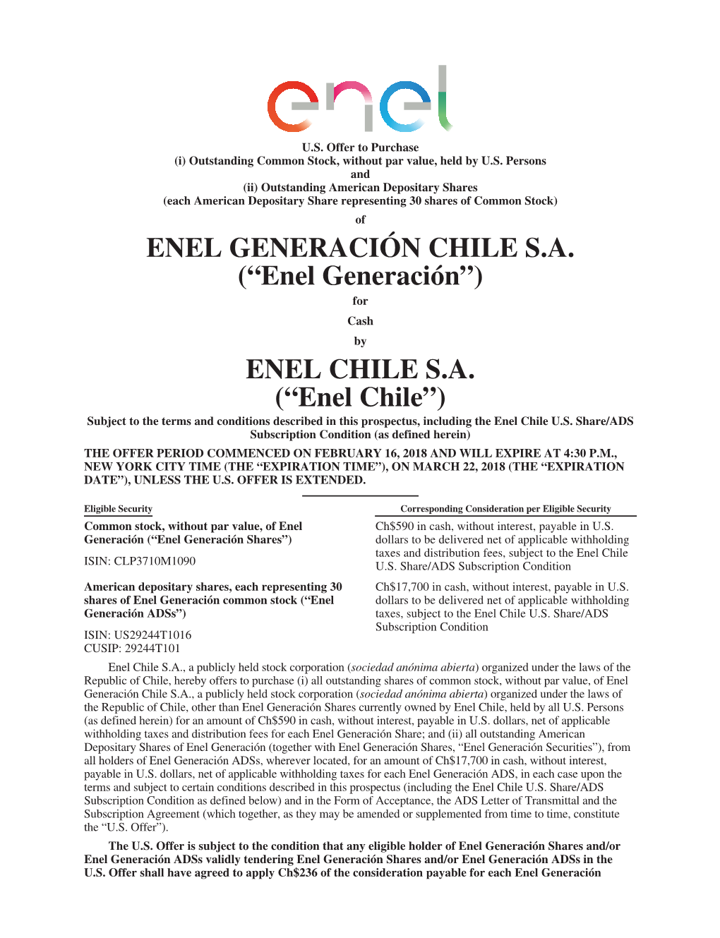 Prospectus, Including the Enel Chile U.S