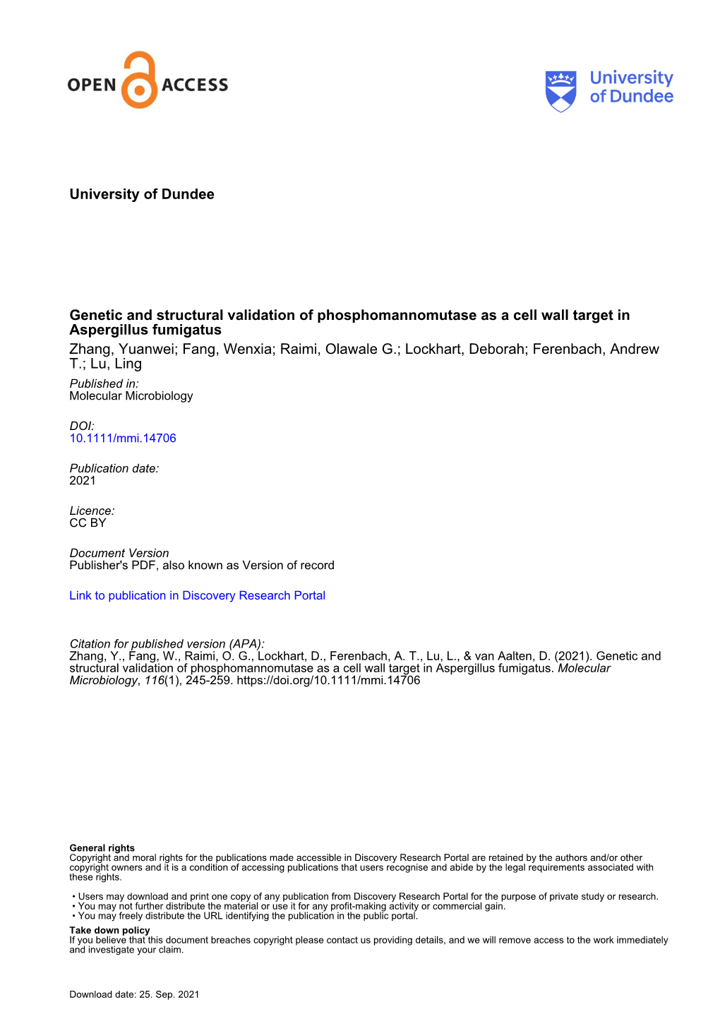 Genetic and Structural Validation of Phosphomannomutase As a Cell