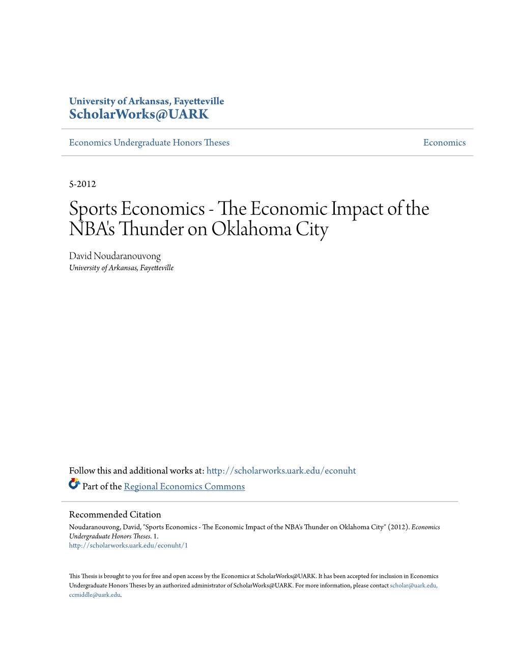 The Economic Impact of the NBA's Thunder on Oklahoma City