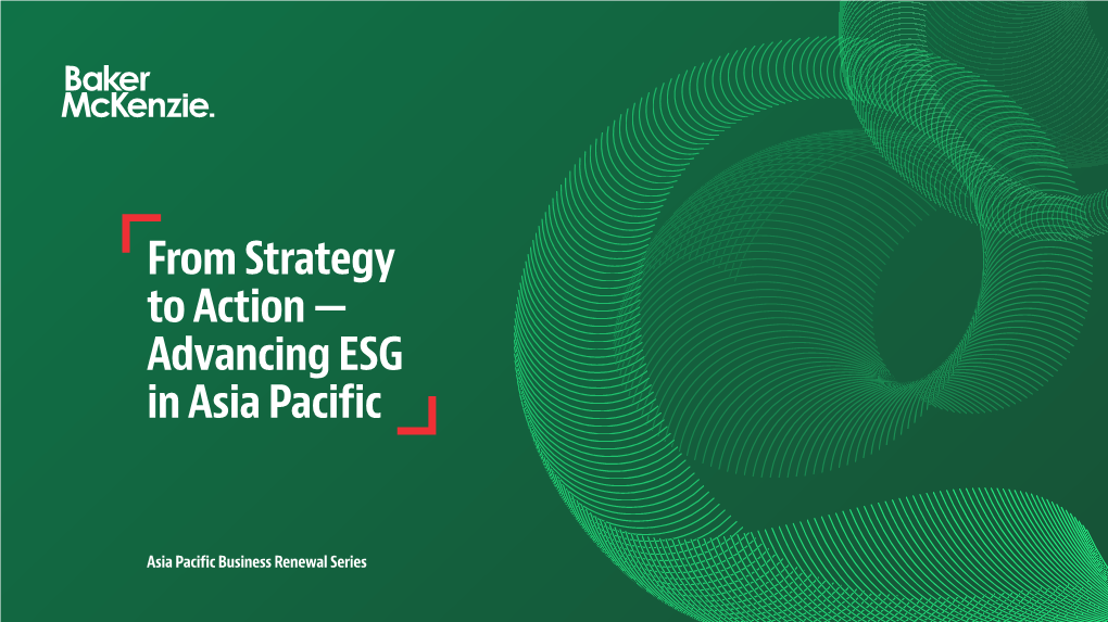 From Strategy to Action — Advancing ESG in Asia Pacific