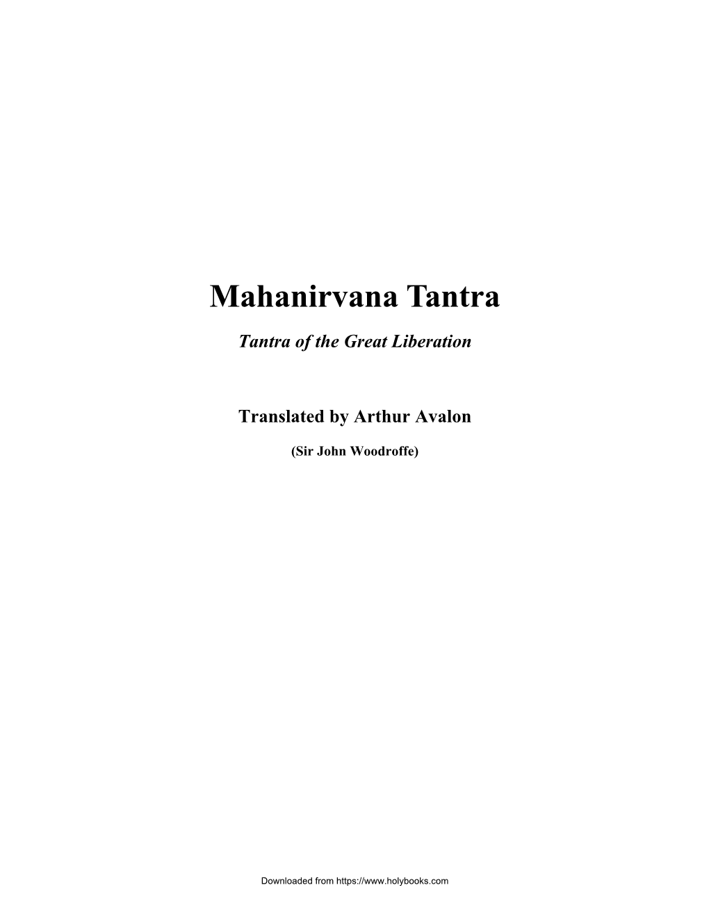 Mahanirvana Tantra