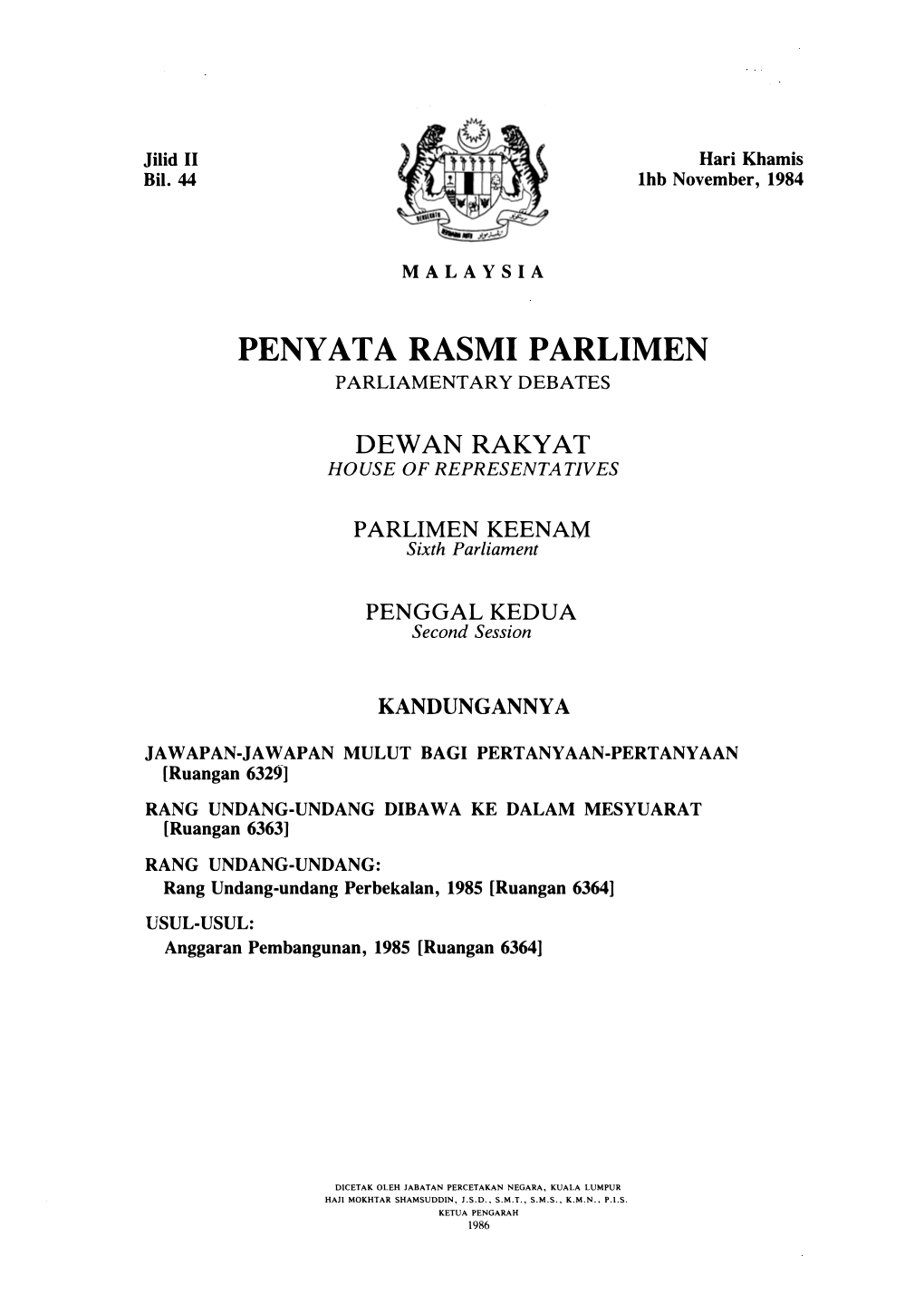 Penyata Rasmi Parlimen Parliamentary Debates