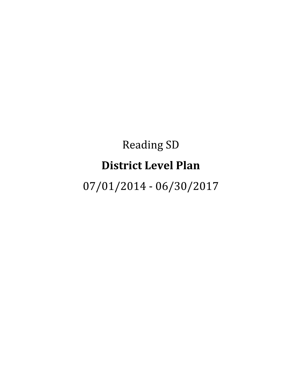 Reading School District Plan 2014-2017