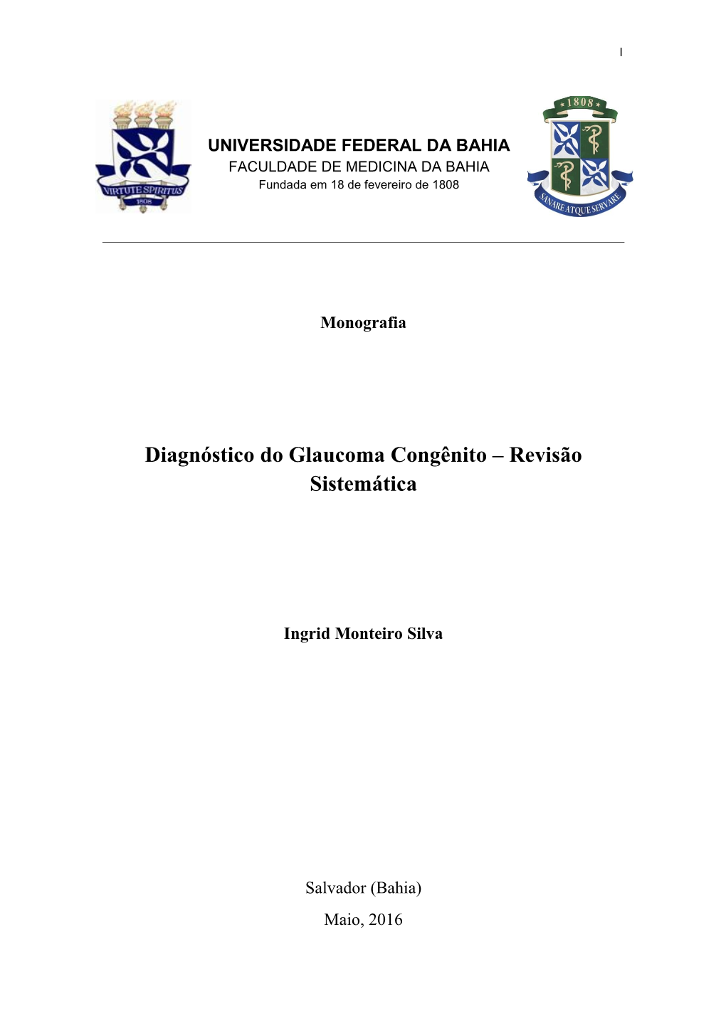 Diagnóstico Do Glaucoma Congênito – Revisão Sistemática