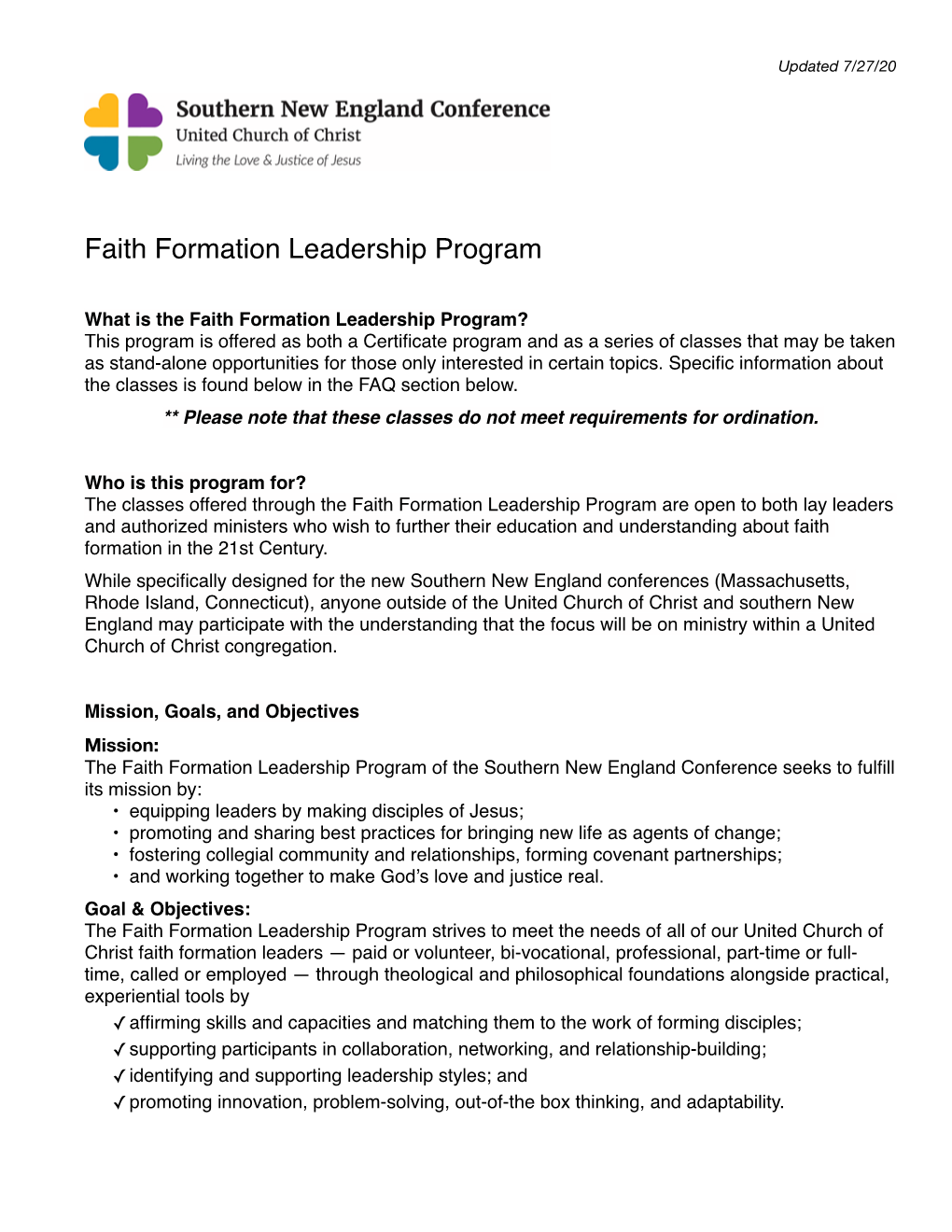 Faith Formation Leadership Program