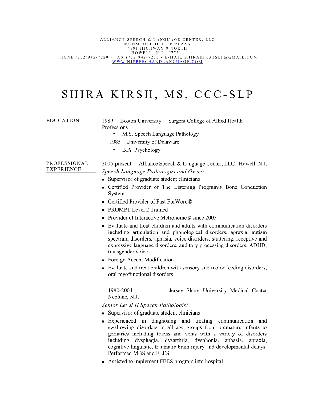 Shira Kirsh, MS, CCC-SLP