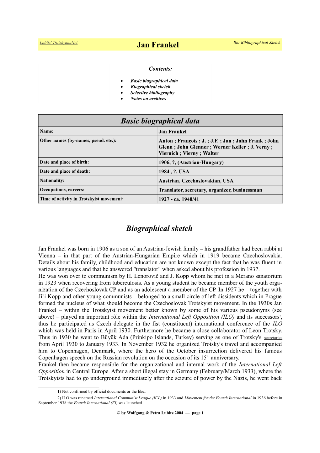 Frankel Bio-Bibliographical Sketch