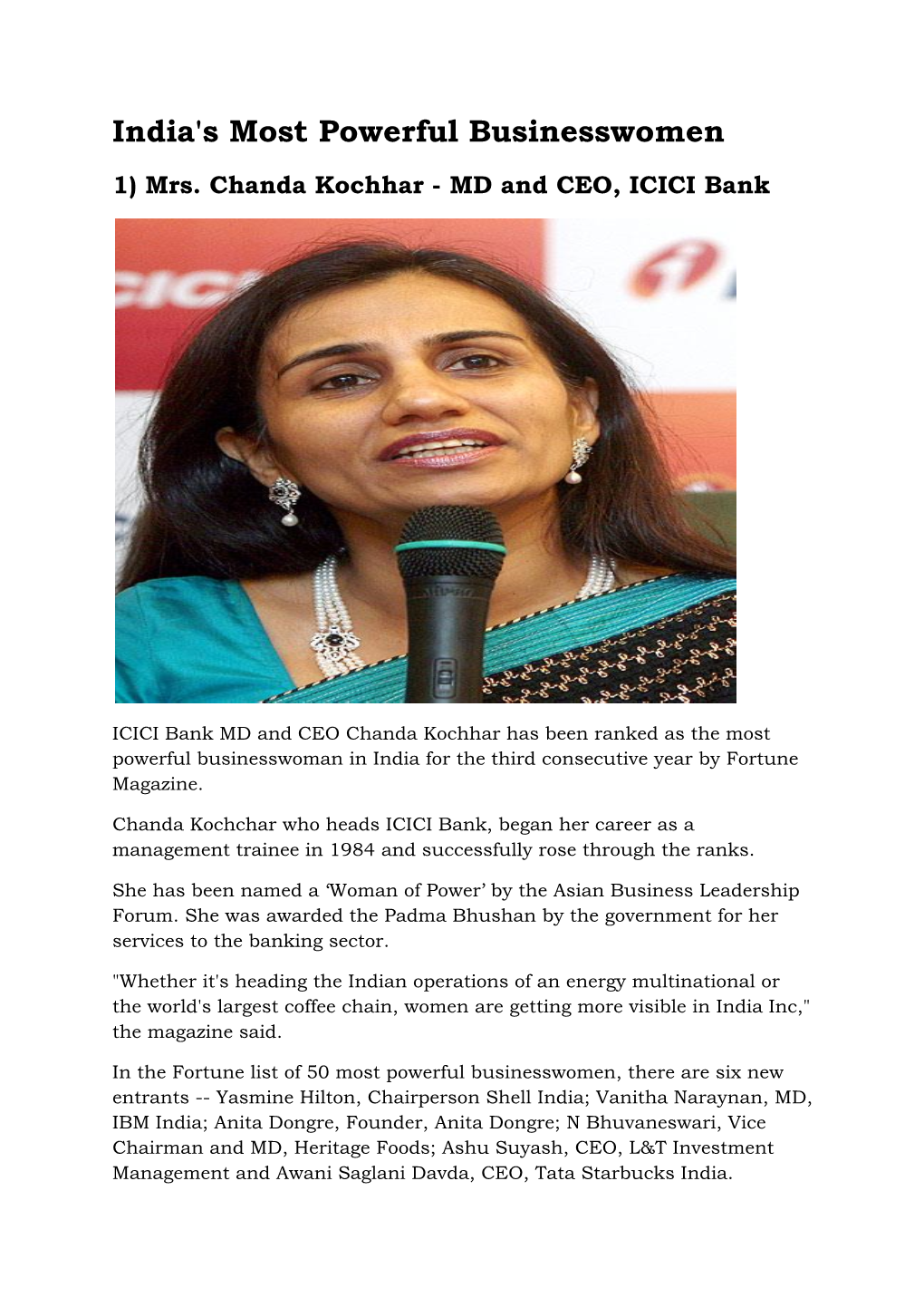 India's Most Powerful Businesswomen