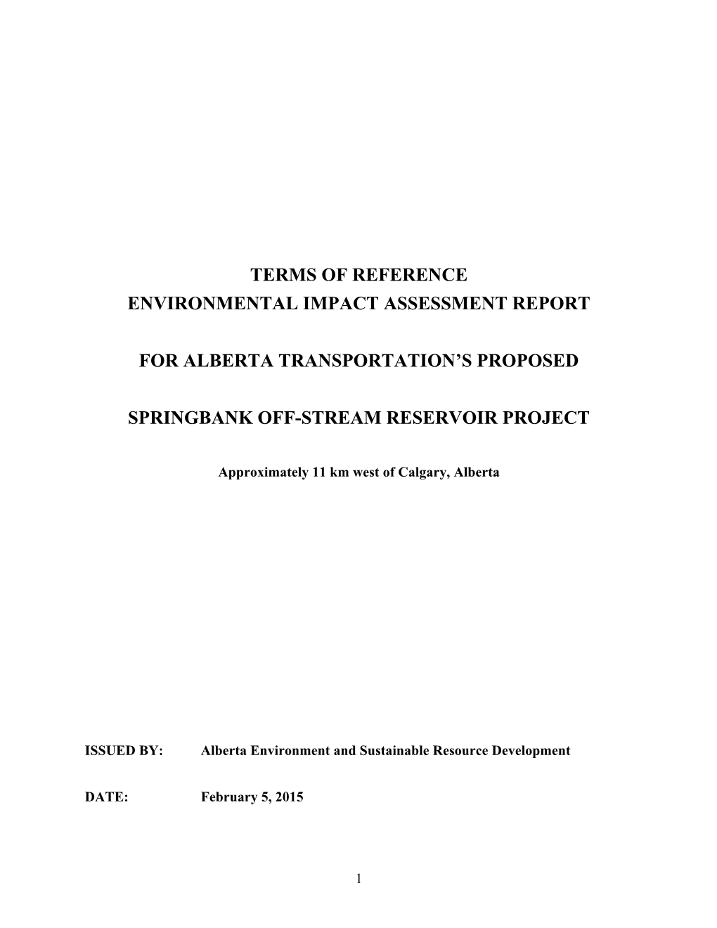 Terms of Reference Environmental Impact Assessment Report