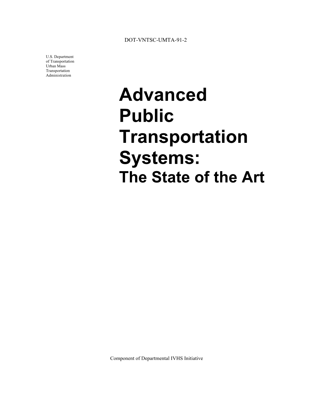 Advanced Public Transportation Systems the State of The