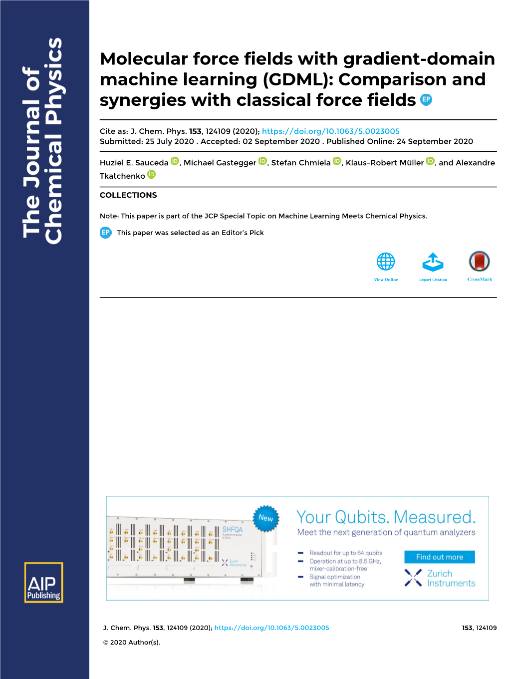 Comparison and Synergies with Classical Force Fields