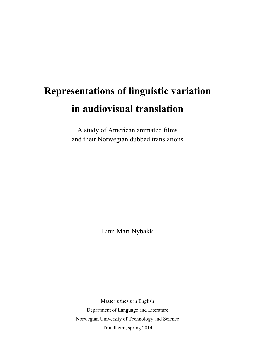 Representations of Linguistic Variation in Audiovisual Translation