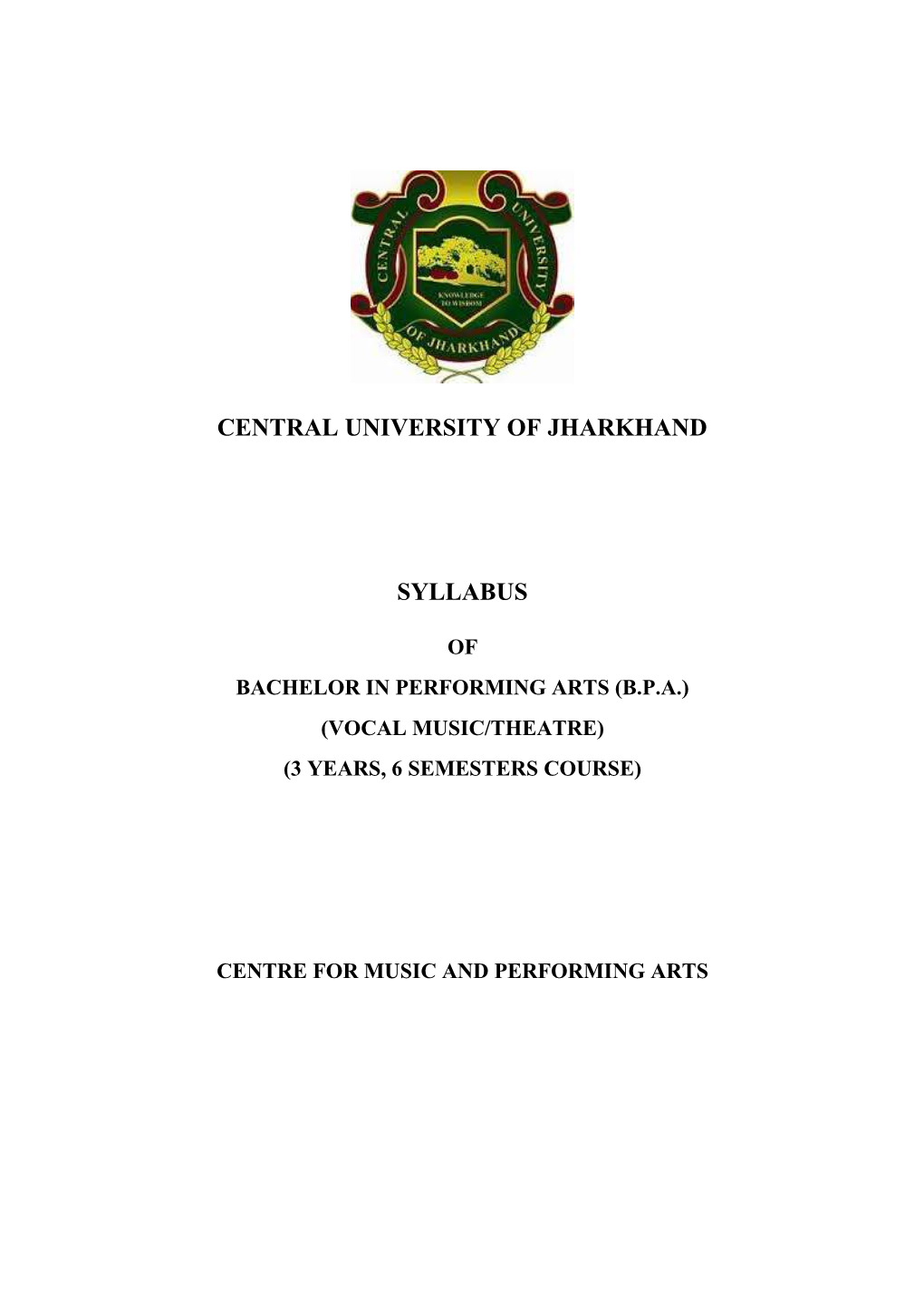 Central University of Jharkhand Syllabus