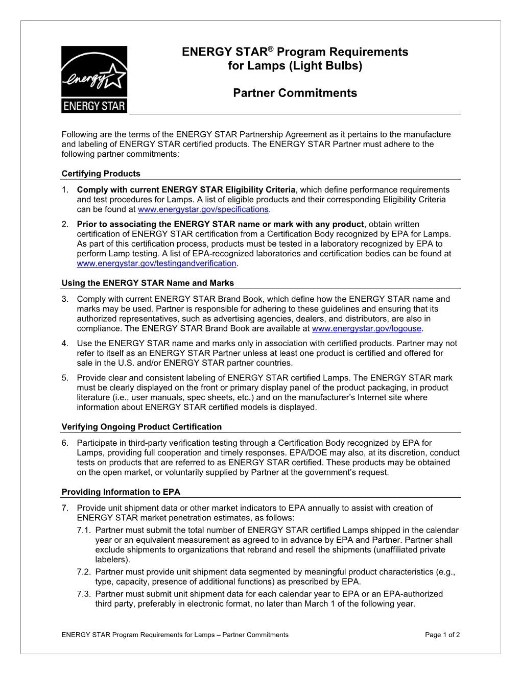 ENERGY STAR Lamps V2.1 Final Specification