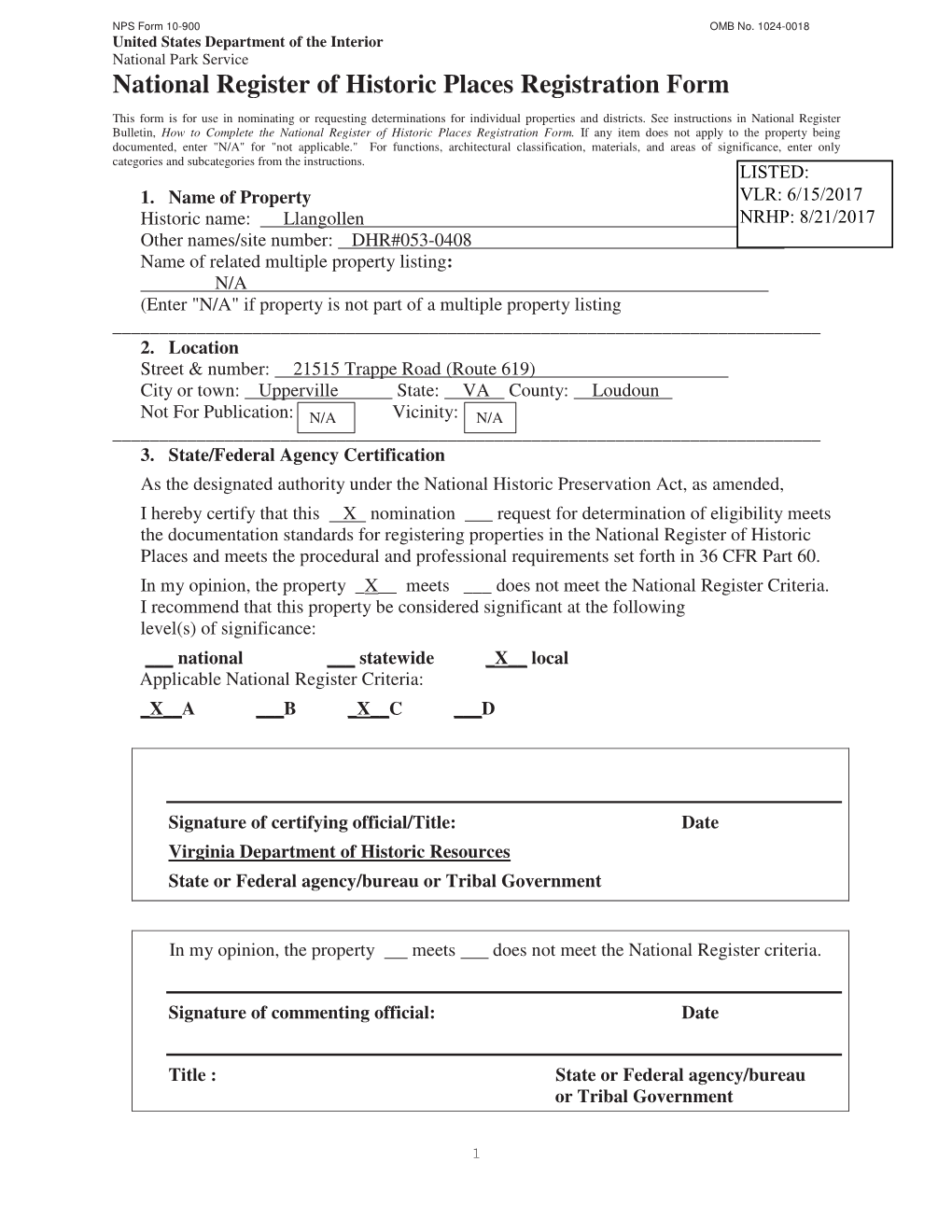 National Register of Historic Places Registration Form