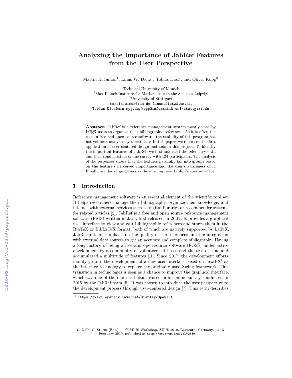 Analyzing the Importance of Jabref Features from the User Perspective