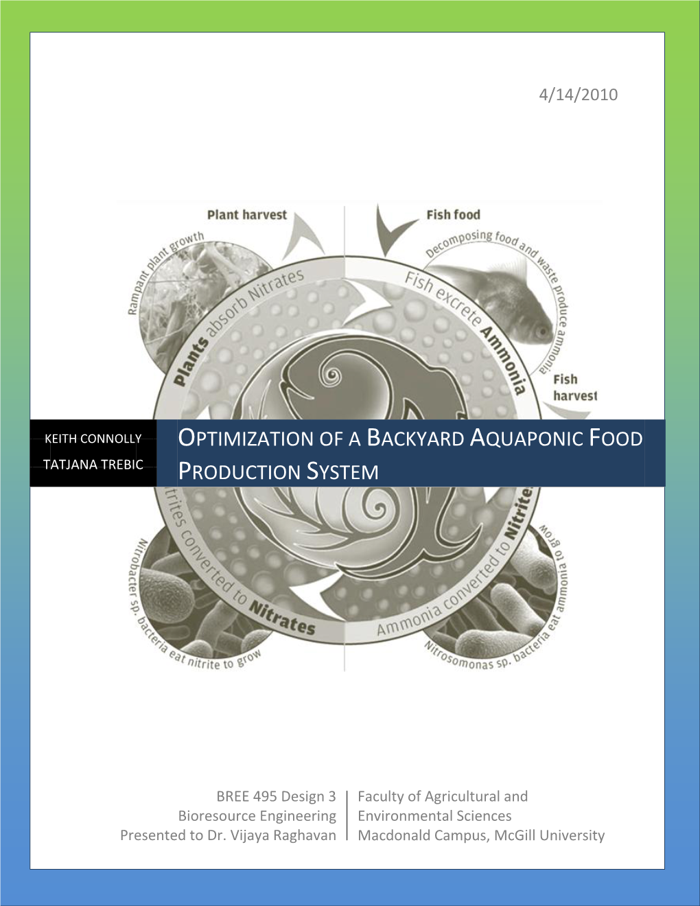 Optimization of a Backyard Aquaponic Food Production System