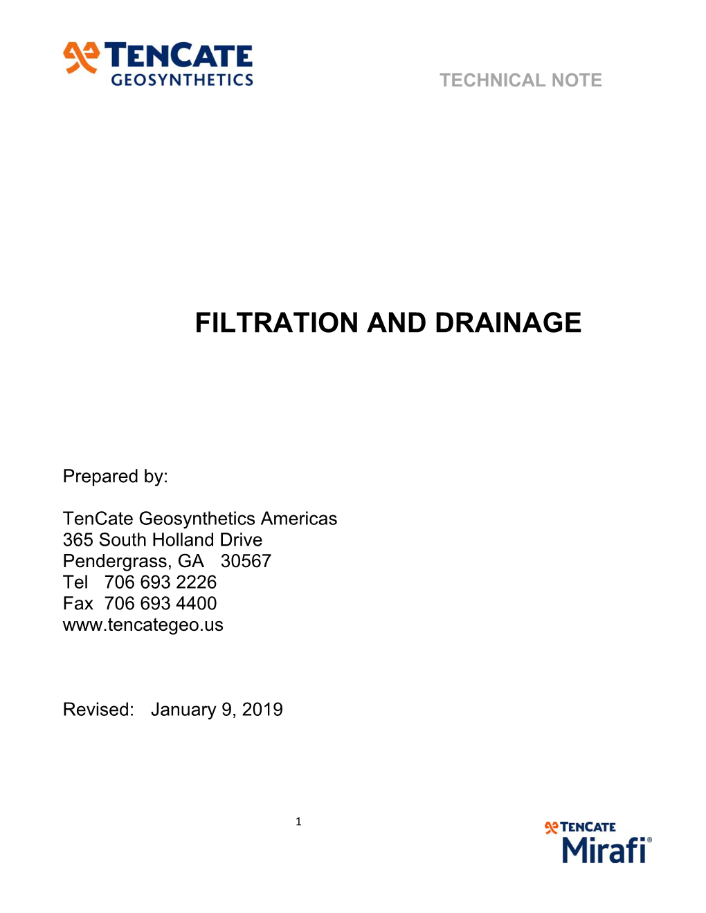 Filtration and Drainage