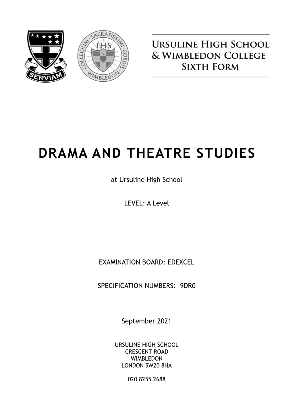 Drama and Theatre Studies 2021