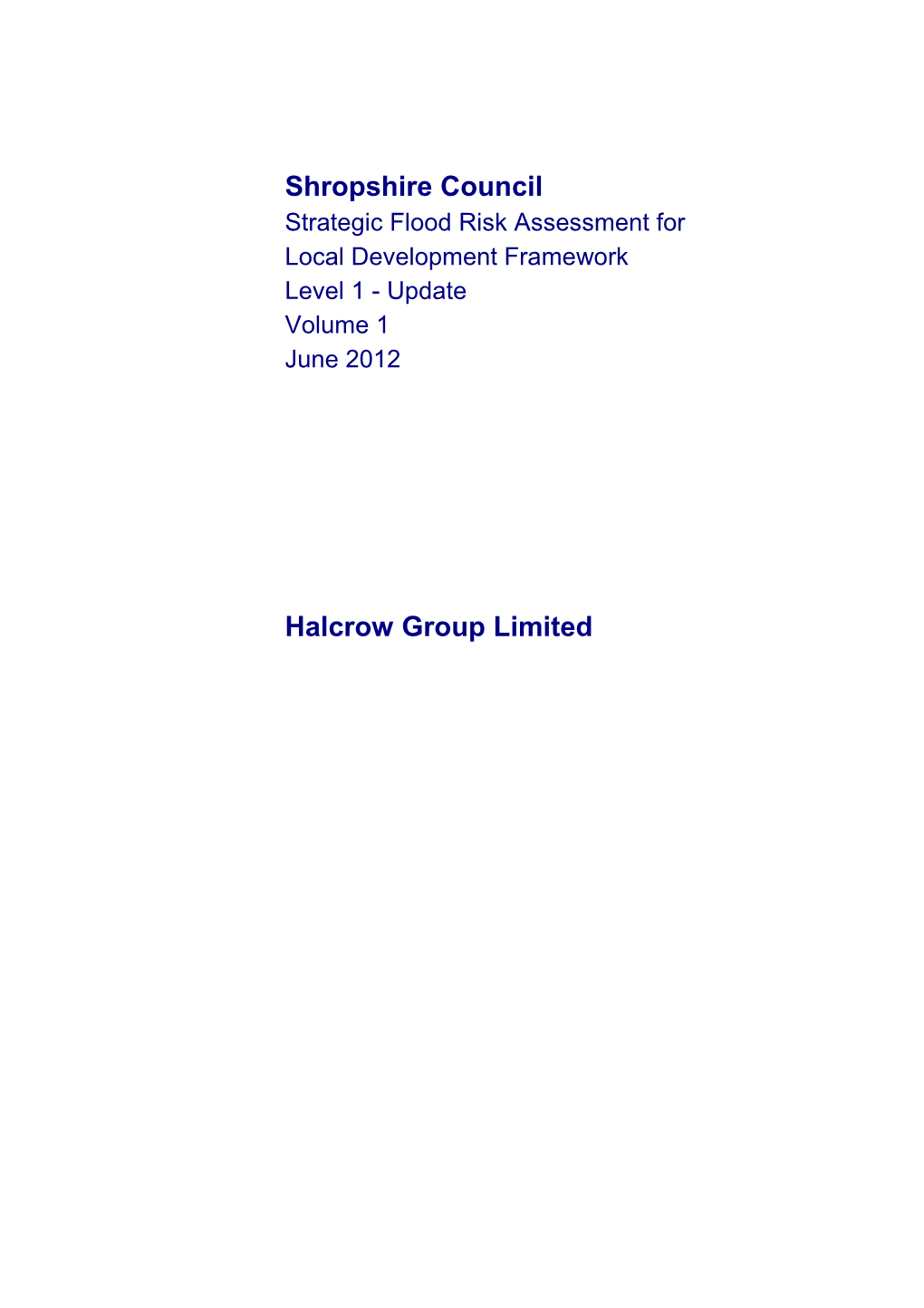 Shropshire Council Halcrow Group Limited