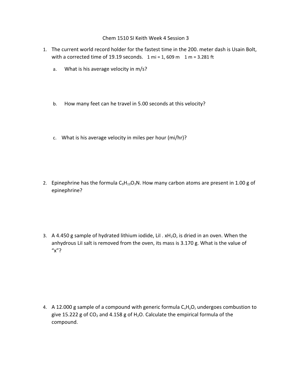 Chem 1510 SI Keith Week 4 Session 3