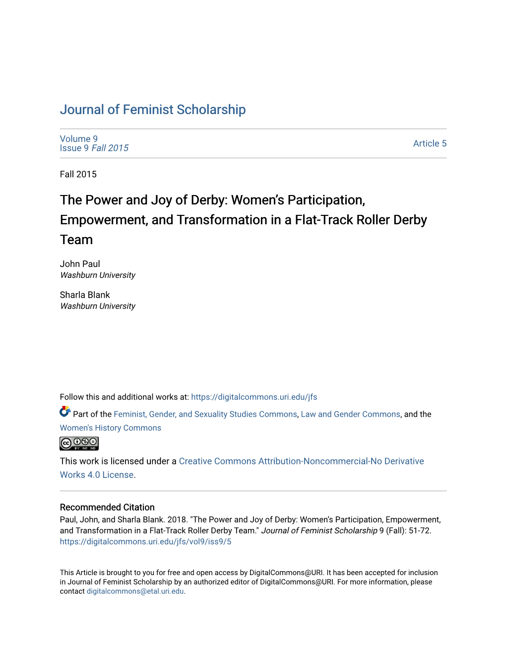 Women's Participation, Empowerment, and Transformation