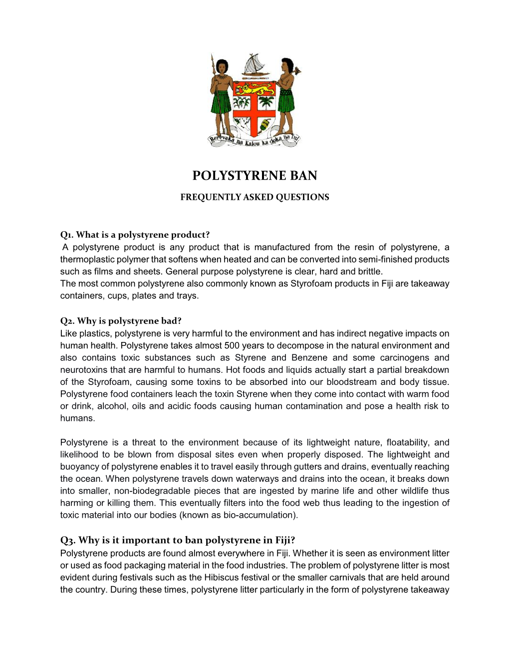 Polystyrene Ban Faqs