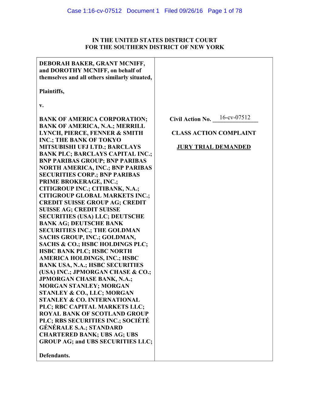 Case 1:16-Cv-07512 Document 1 Filed 09/26/16 Page 1 of 78