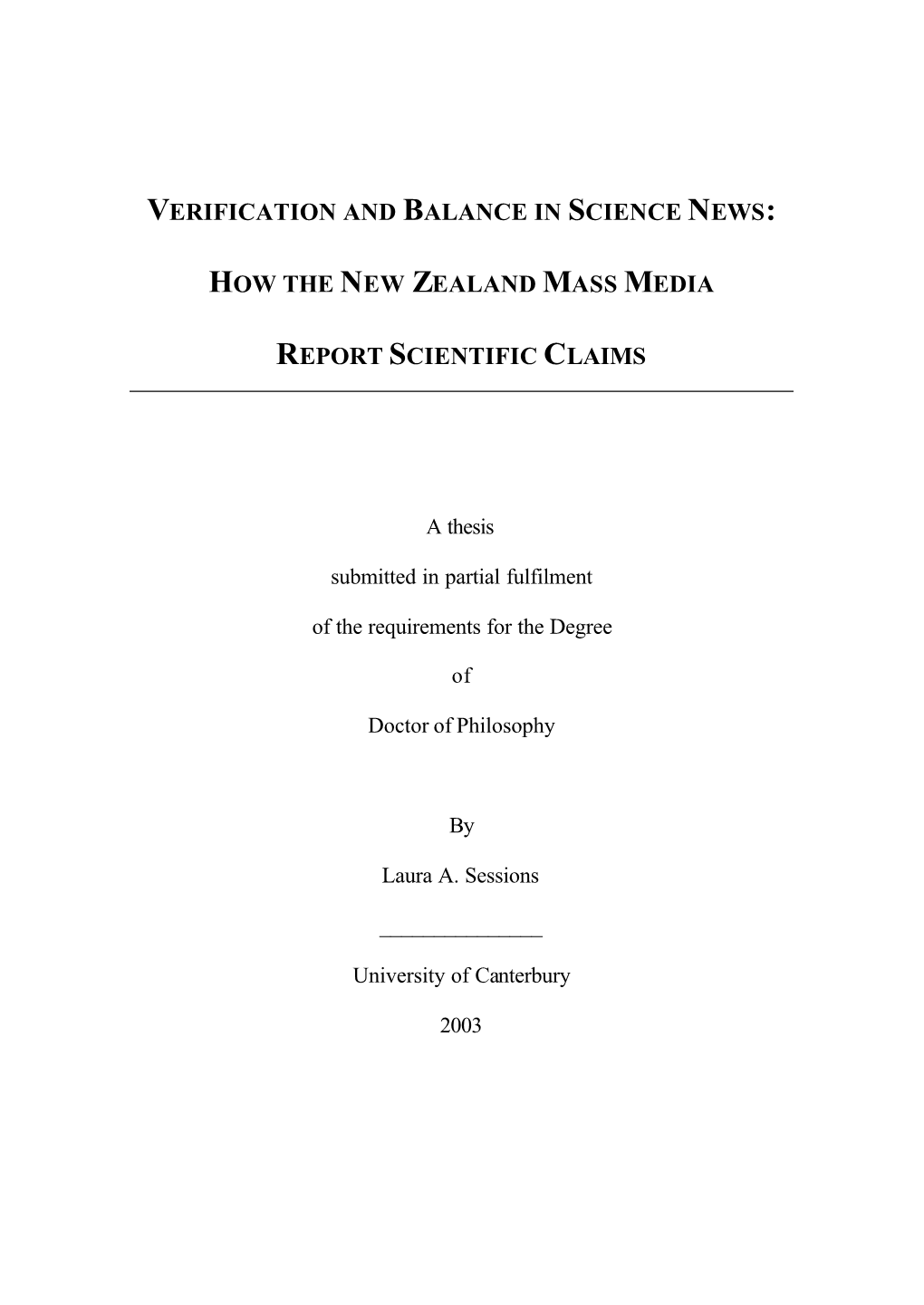 43. Verification and Balance in Science News: How the New Zealand Mass