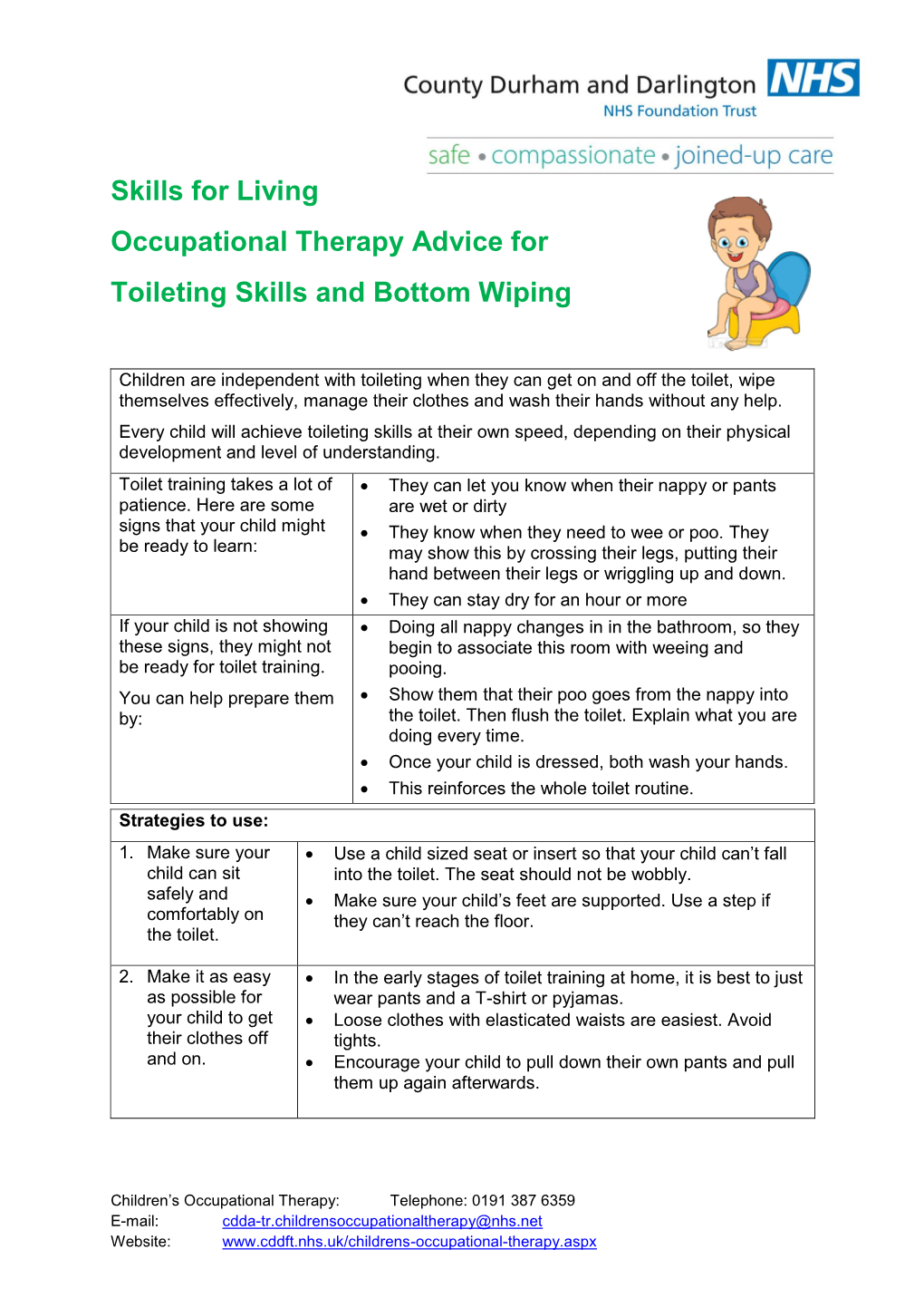 Skills for Living Occupational Therapy Advice for Toileting Skills and Bottom Wiping