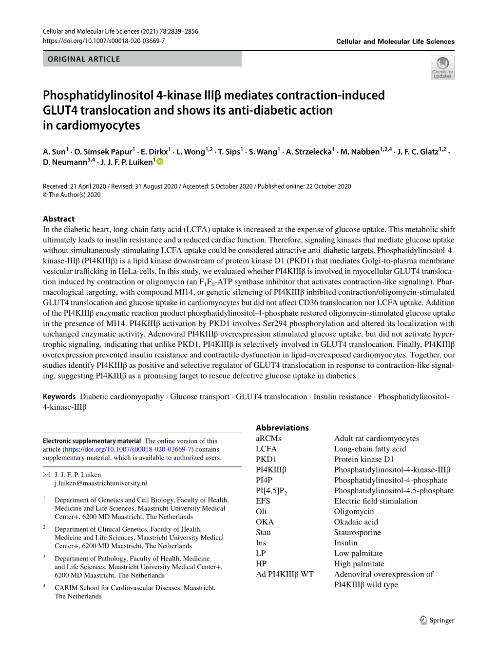 Phosphatidylinositol 4-Kinase Iiiβ Mediates Contraction-Induced GLUT4 Translocation and Shows Its Anti-Diabetic Action in Cardi