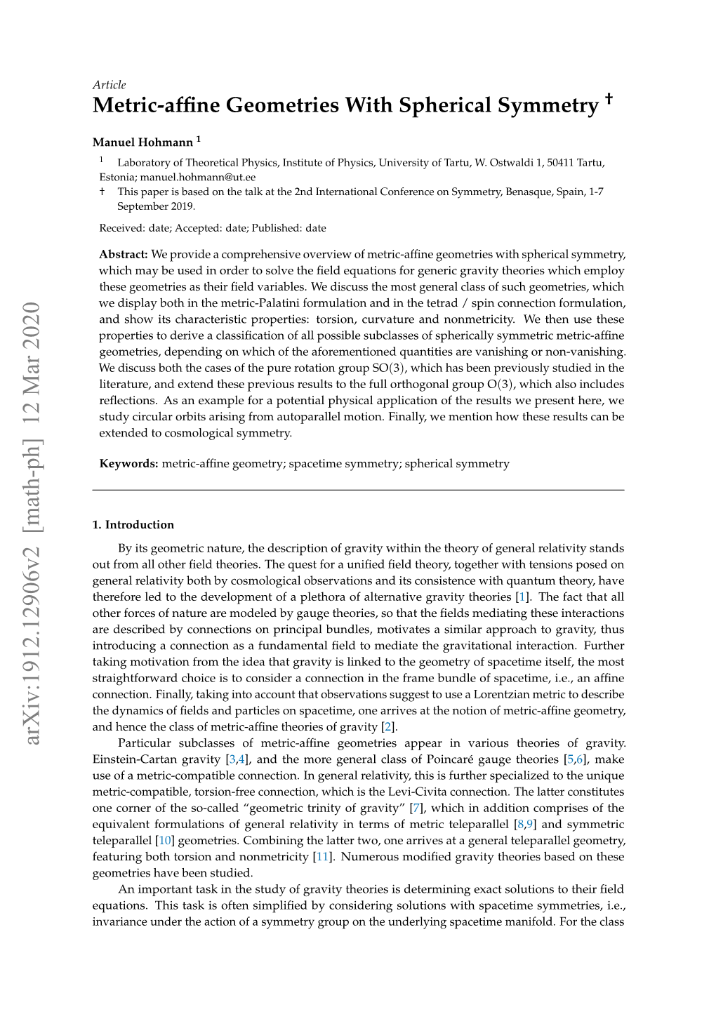 Metric-Affine Geometries with Spherical Symmetry