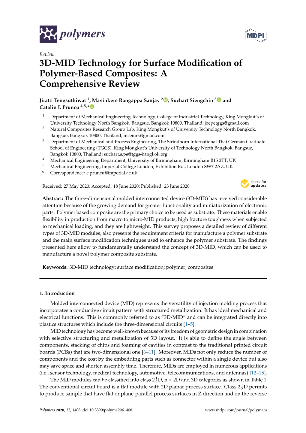 3D-MID Technology for Surface Modification of Polymer