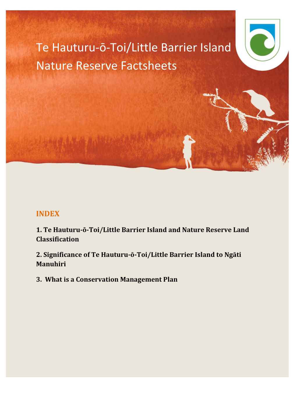 Te Hauturu-Ō-Toi/Little Barrier Island Nature Reserve Factsheets