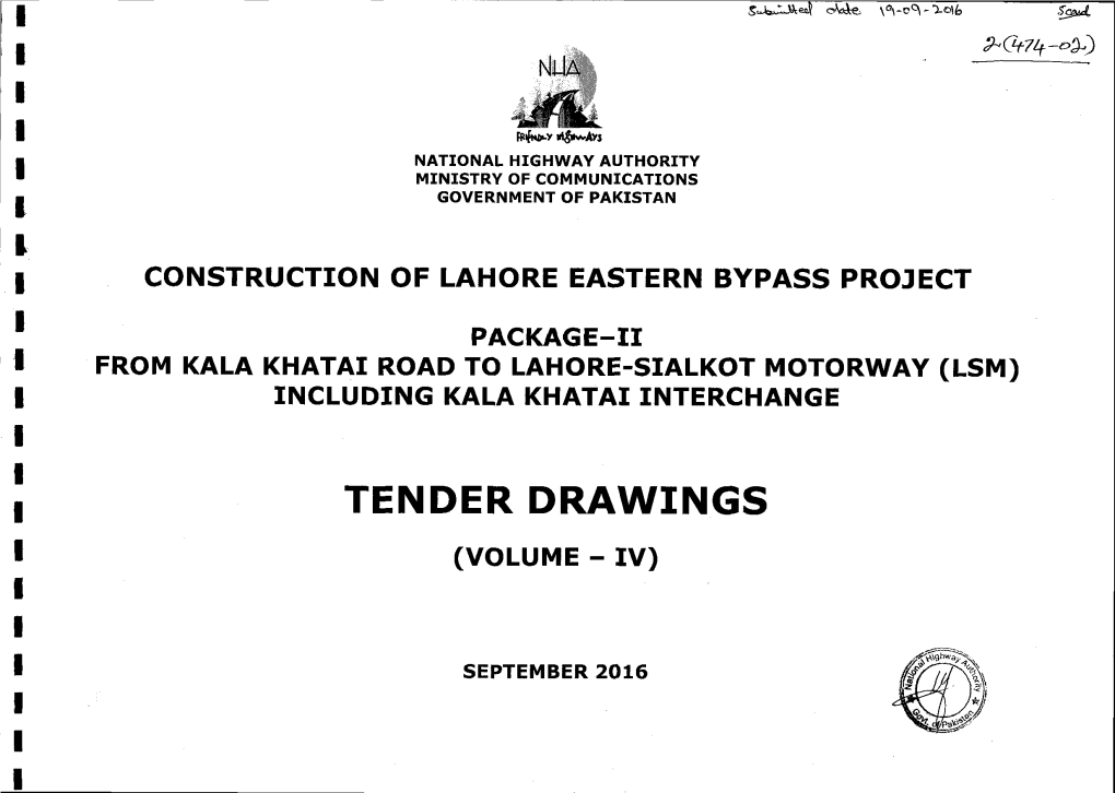 TENDER DRAWINGS I (Volume- Rv) I I I SEPTEMBER2016 I I I T