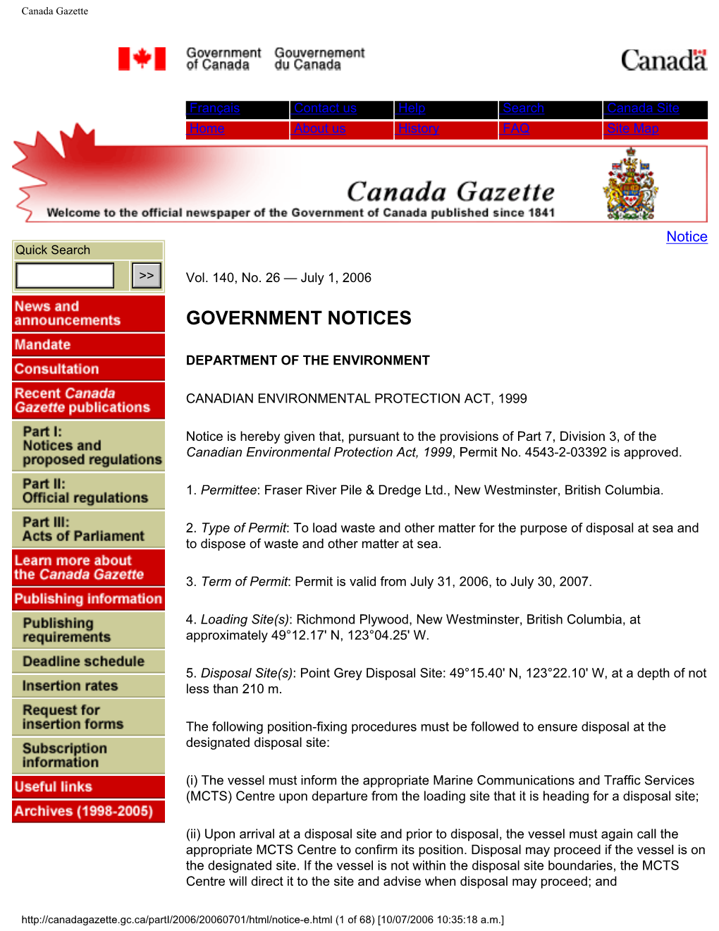 Canada Gazette