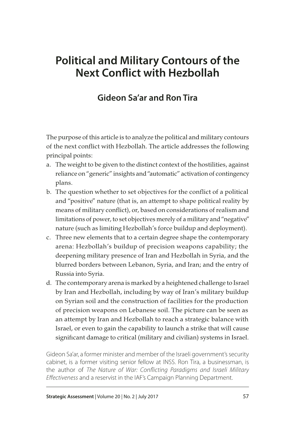 Political and Military Contours of the Next Conflict with Hezbollah