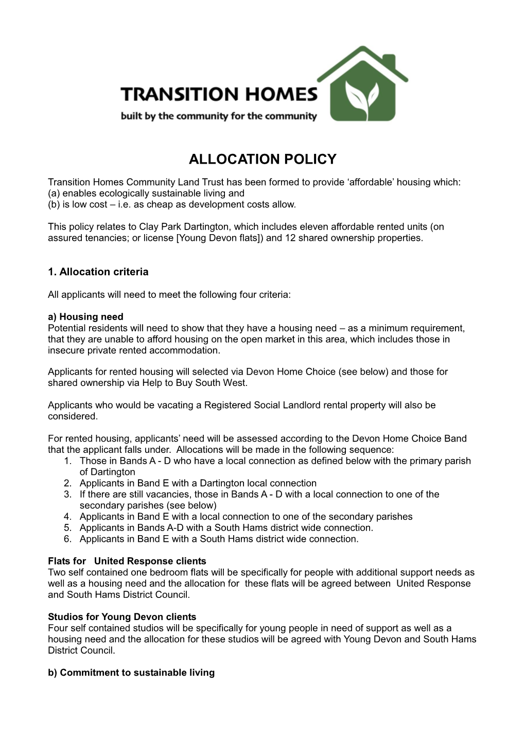 Allocation Policy