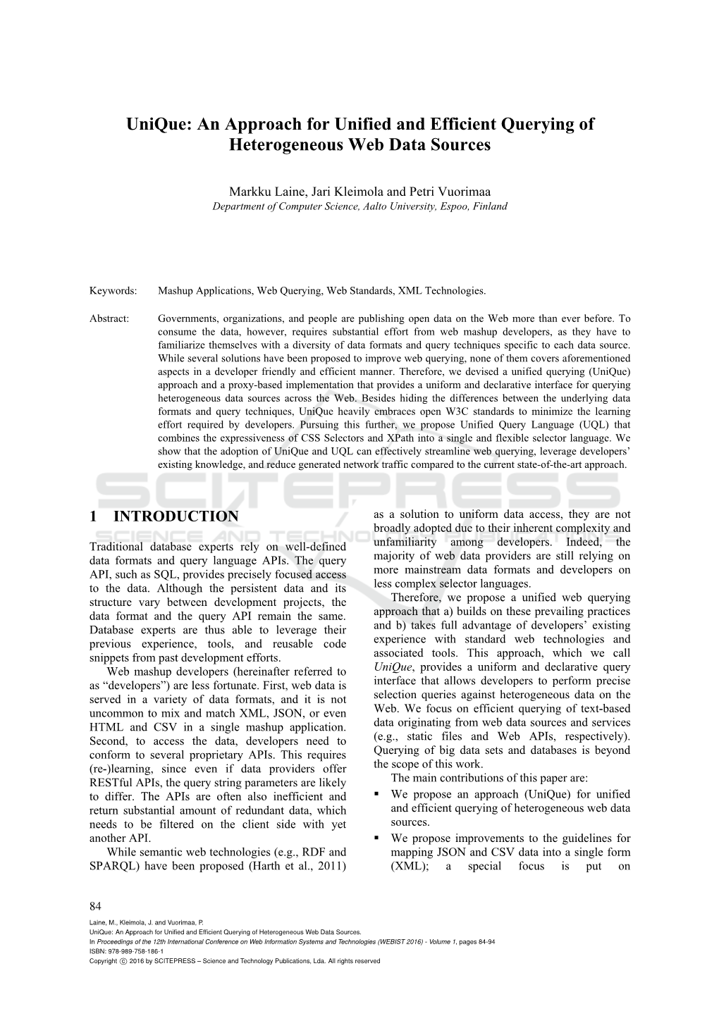 An Approach for Unified and Efficient Querying of Heterogeneous Web Data Sources