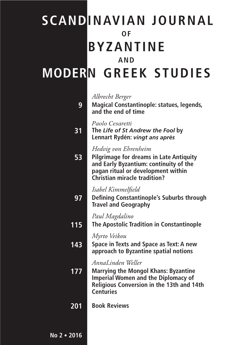 Byzantine and Modern Greek Studies 2 • 2016 Byzantine and Modern Greek Studies