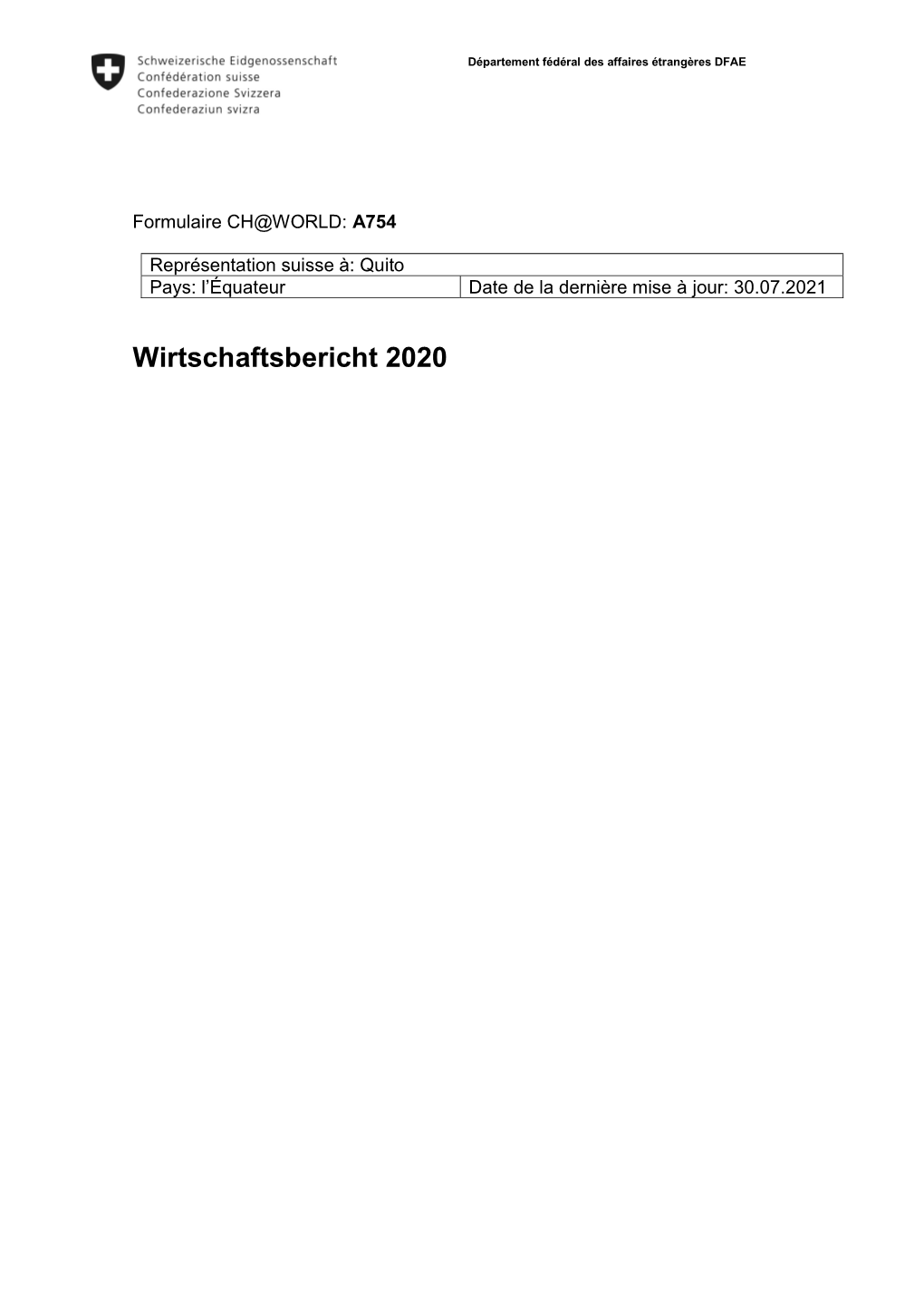 Wirtschaftsbericht 2020