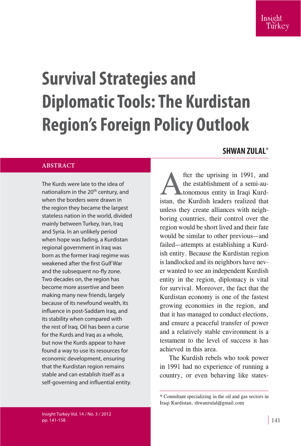 The Kurdistan Region's Foreign Policy Outlook