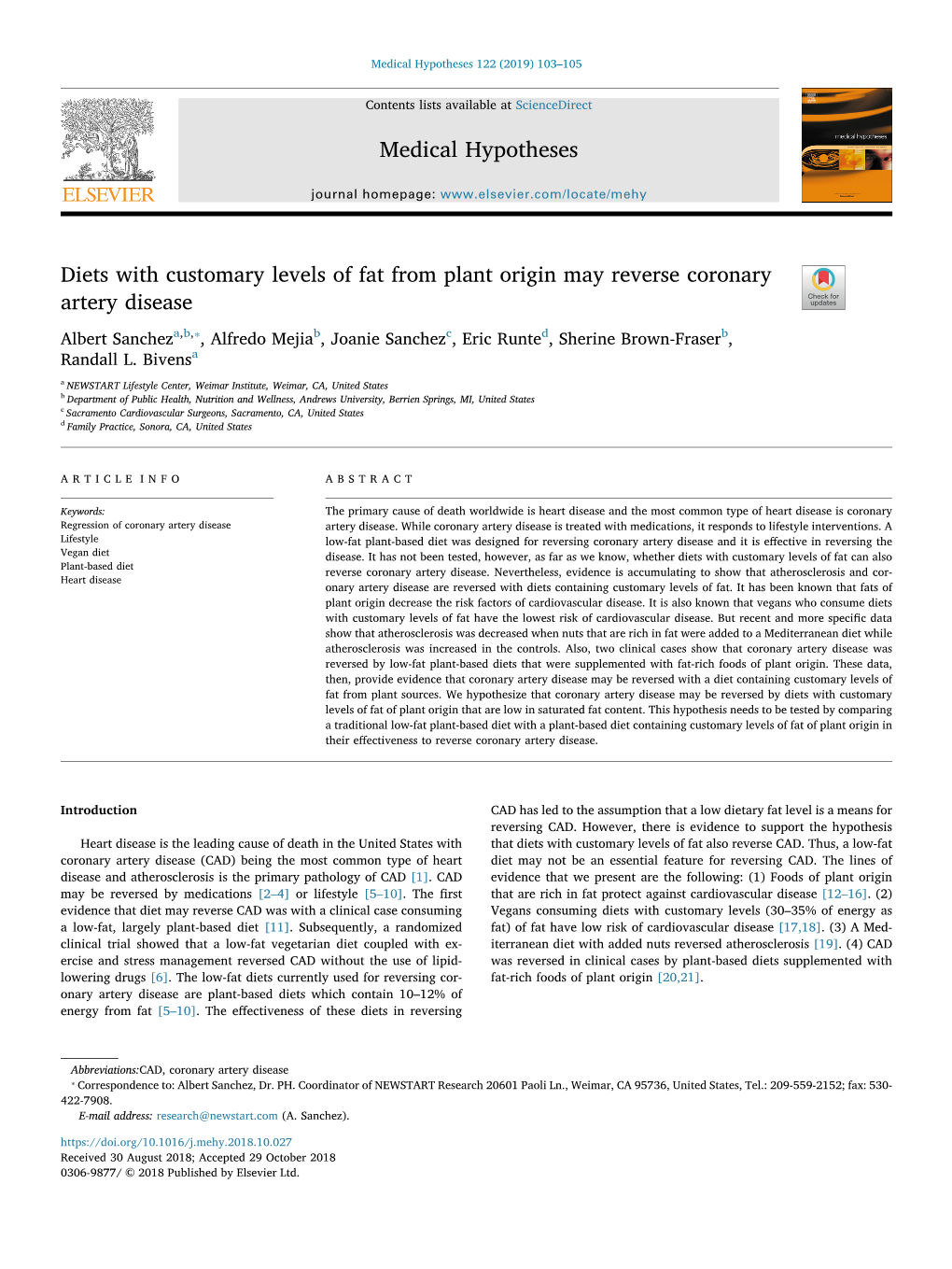 Diets with Customary Levels of Fat from Plant Origin May Reverse Coronary Artery Disease