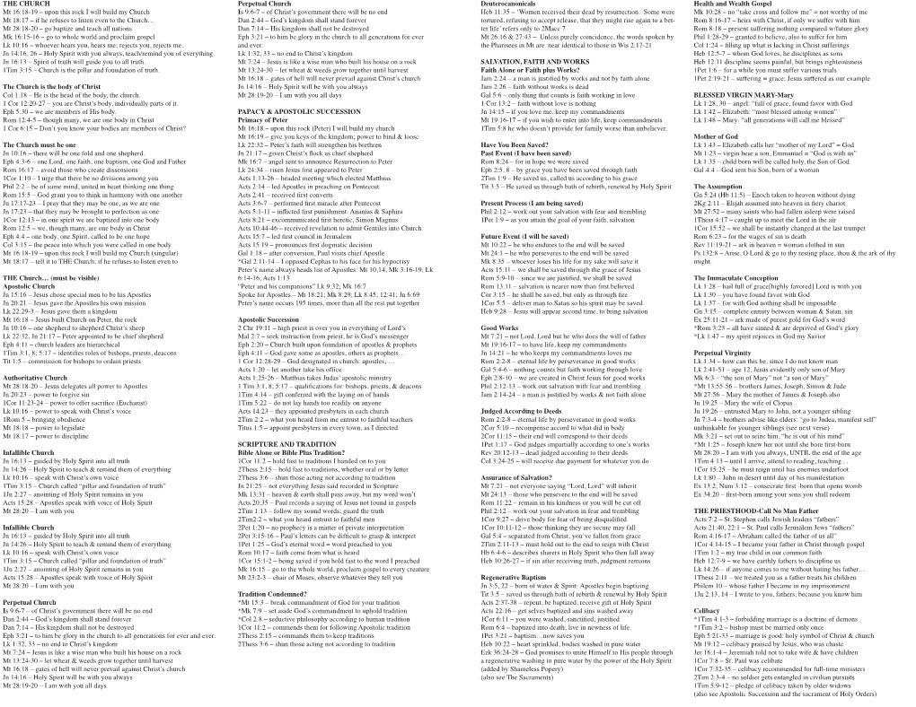 Catholic Bible CHEAT Sheet