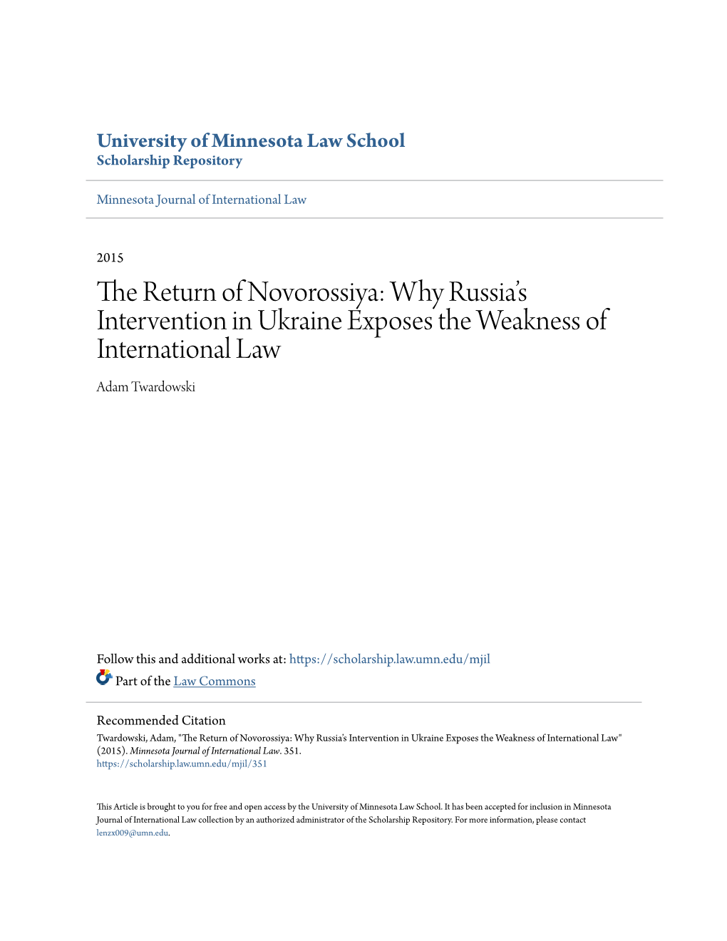 Why Russia's Intervention in Ukraine Exposes the Weakness of International Law