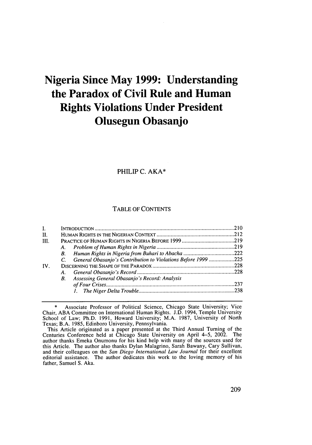 Understanding the Paradox of Civil Rule and Human Rights Violations Under President Olusegun Obasanjo