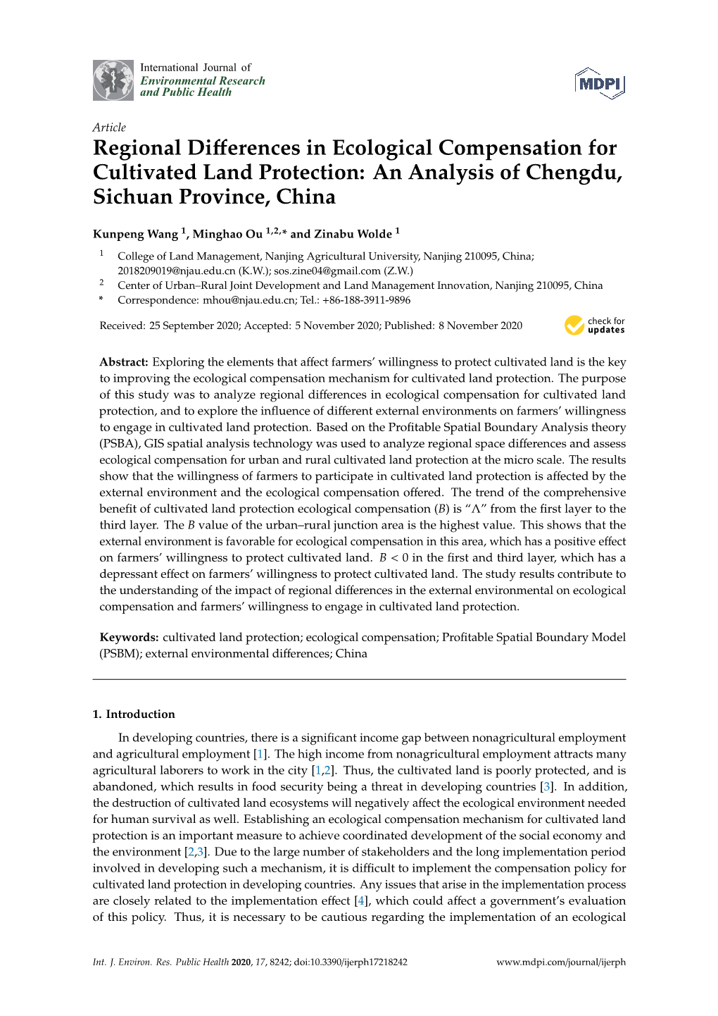 Regional Differences in Ecological Compensation