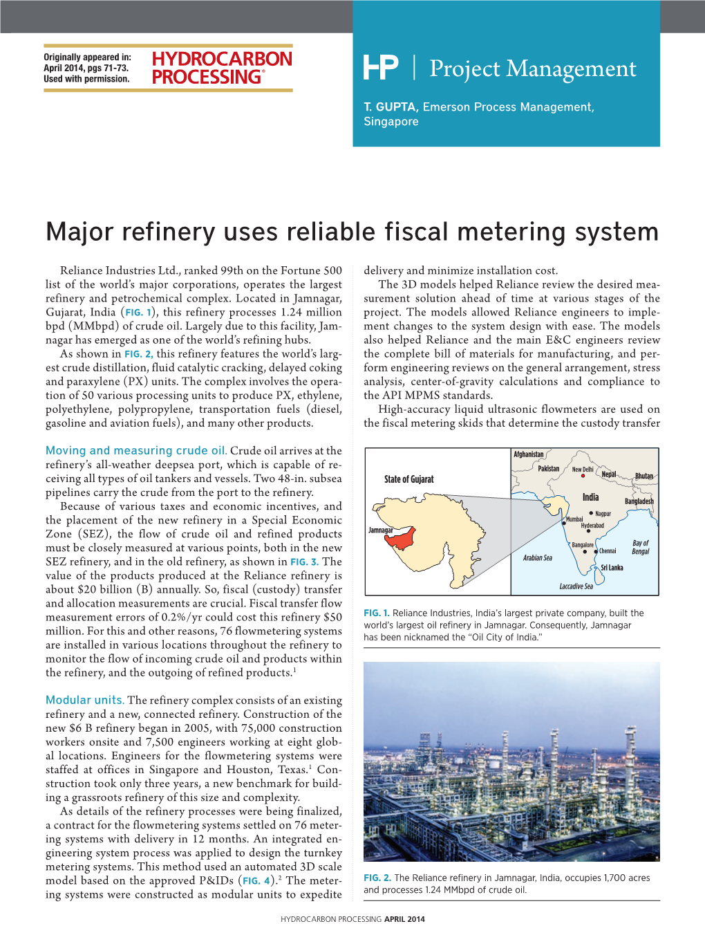 Reliance Refinery Uses Emerson's Fiscal Metering System to Monitor Oil and Gas Valued At